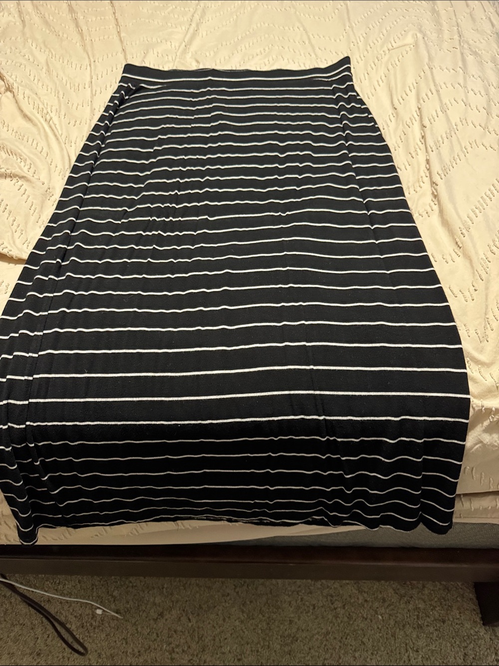 Striped Black and White Knit Pencil Skirt